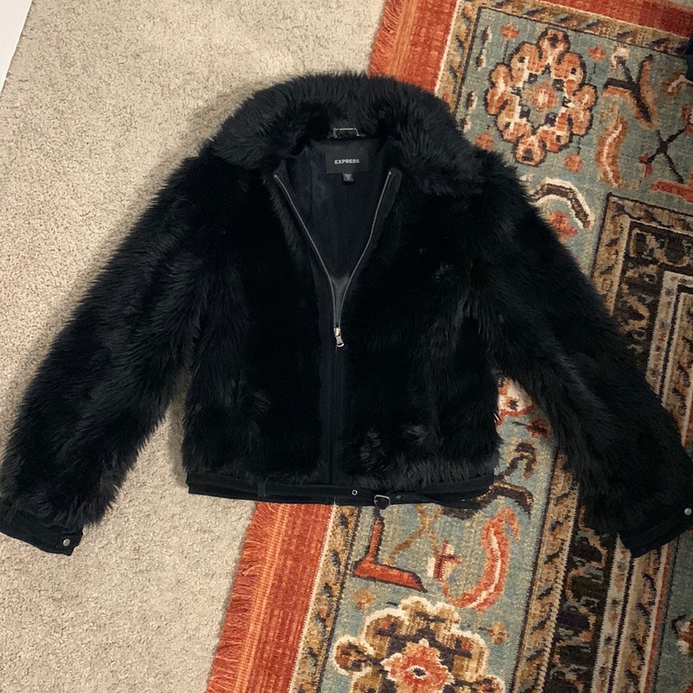 Express faux fur coat